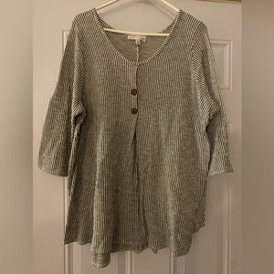 Green Striped 3X Blouse